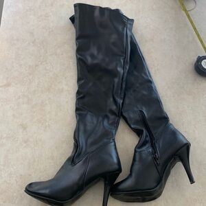 Black over the knee heeled boots